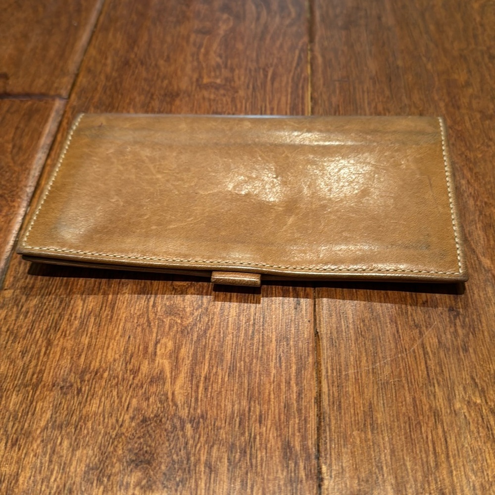 Coach tan leather check book